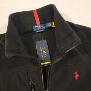 NWT Polo Ralph Lauren Performance Vest Mens Medium Black Fleece Full Zip New